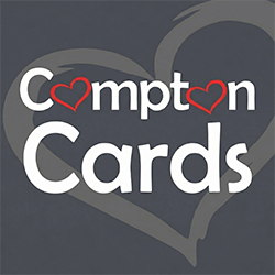 A logo for Compton Cards